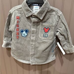 Gray Corduroy Mickey Mouse Shirt